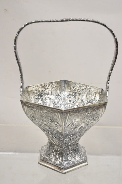 Antique Derby SP Co International Silver Plated Wedding Basket w Repousse