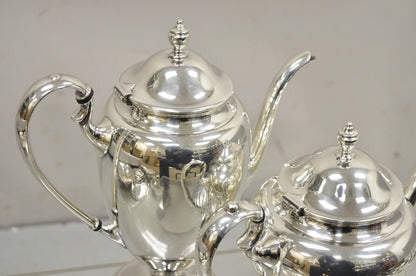 LBS Co. 1849 English Edwardian Style Silver Plated Tea Coffee Set - 4 Pc Set