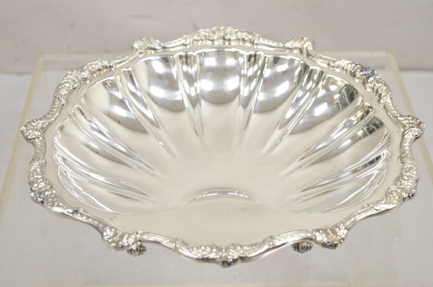 Vintage Old English Silver Plate by Poole 5033 Clam Shell Serving Dish Bowl