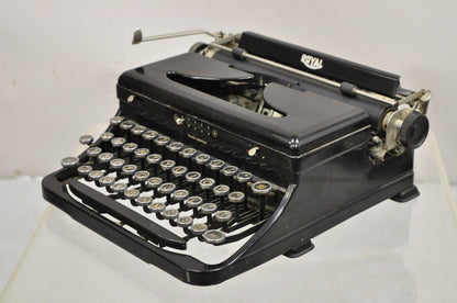 Antique 1938 Royal Model O Vintage Art Deco Black Portable Typewriter