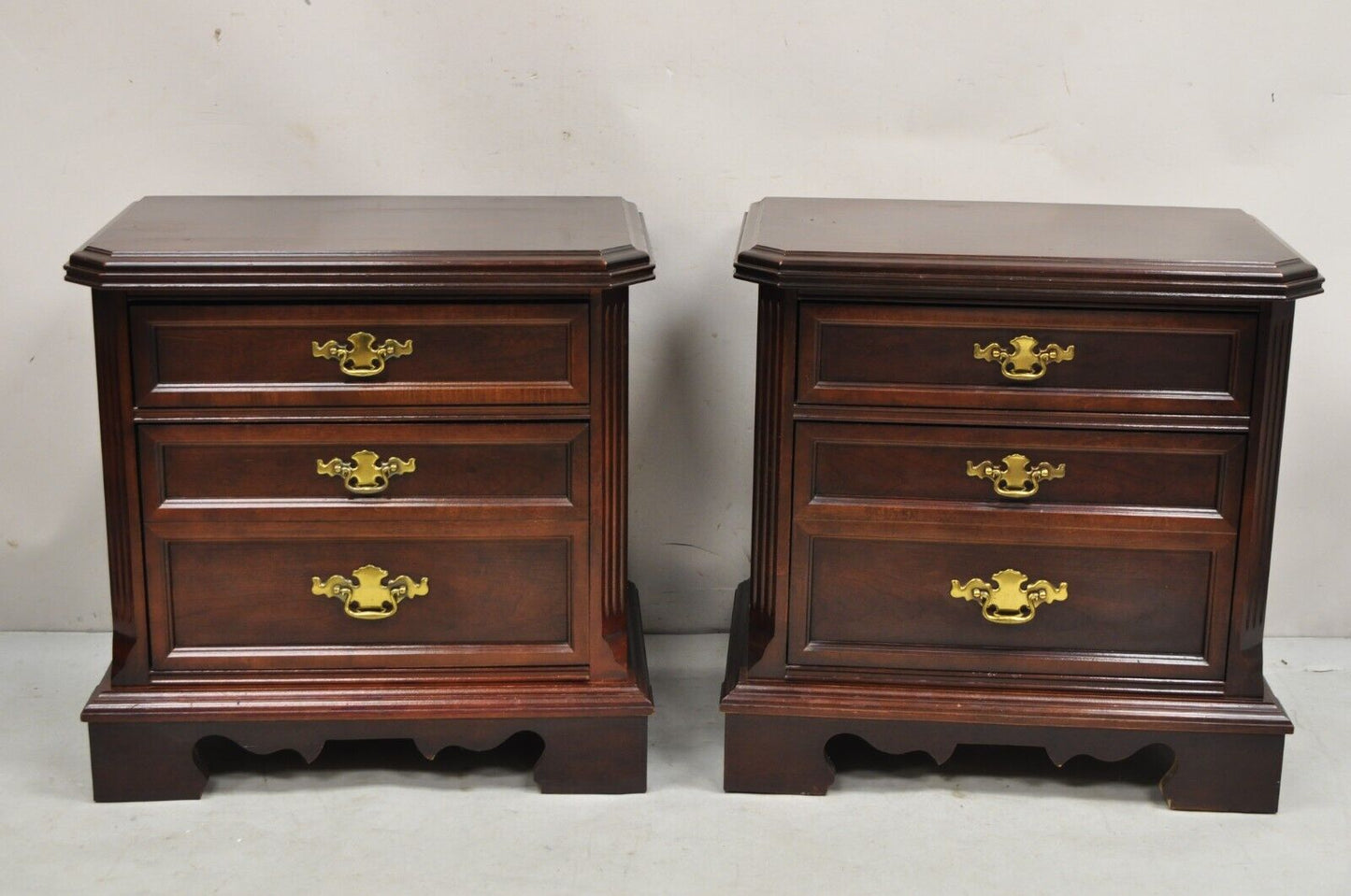 Bassett Furniture Eden House 2 Drawer Cherry Nightstand Bedside Table - a Pair