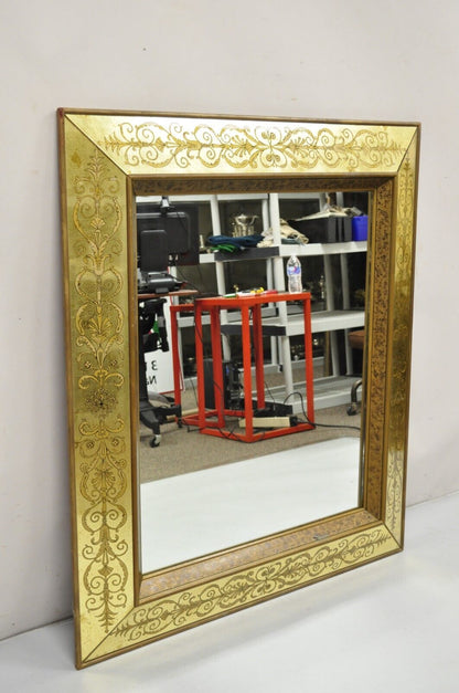 Vintage Hollywood Regency Gilt Gold Leaf Italian Style Rectangular Wall Mirror