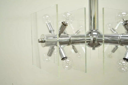 Mid Century Modern Chrome and Lucite Sputnik Orb Chandelier Light Fixture