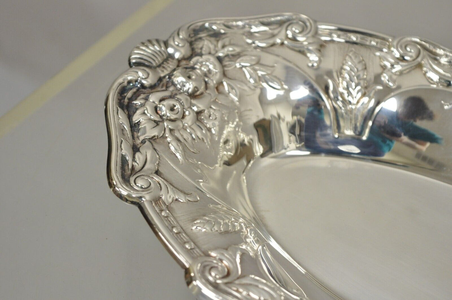 Vintage Floral Embossed Victorian Silver Plate 12" Oval Dish by PS & Co