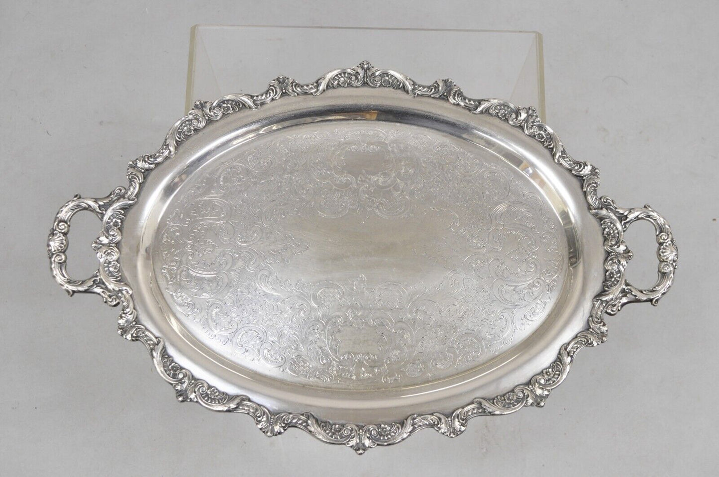 Vintage Old English Silver Plate Poole Silver Plated Oval Serving Platter Tray