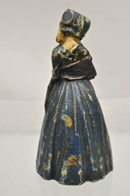Antique Victorian Cast Iron Figural Colonial Woman Painted Door Stop