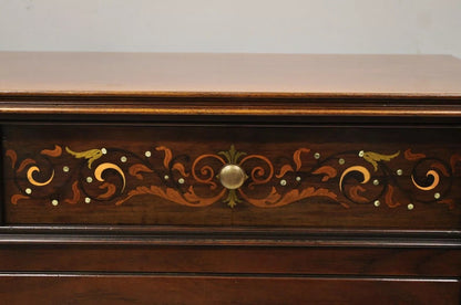 Antique Herts Brothers Edwardian Bronze & Satinwood Inlay Mahogany Chest Dresser