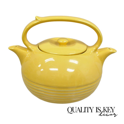 Vintage Invento Products Hall China Yellow Art Deco Twin Spout Divided Tea Pot