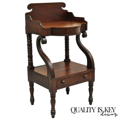 Antique American Empire Mahogany Washstand Nightstand Bedside Table