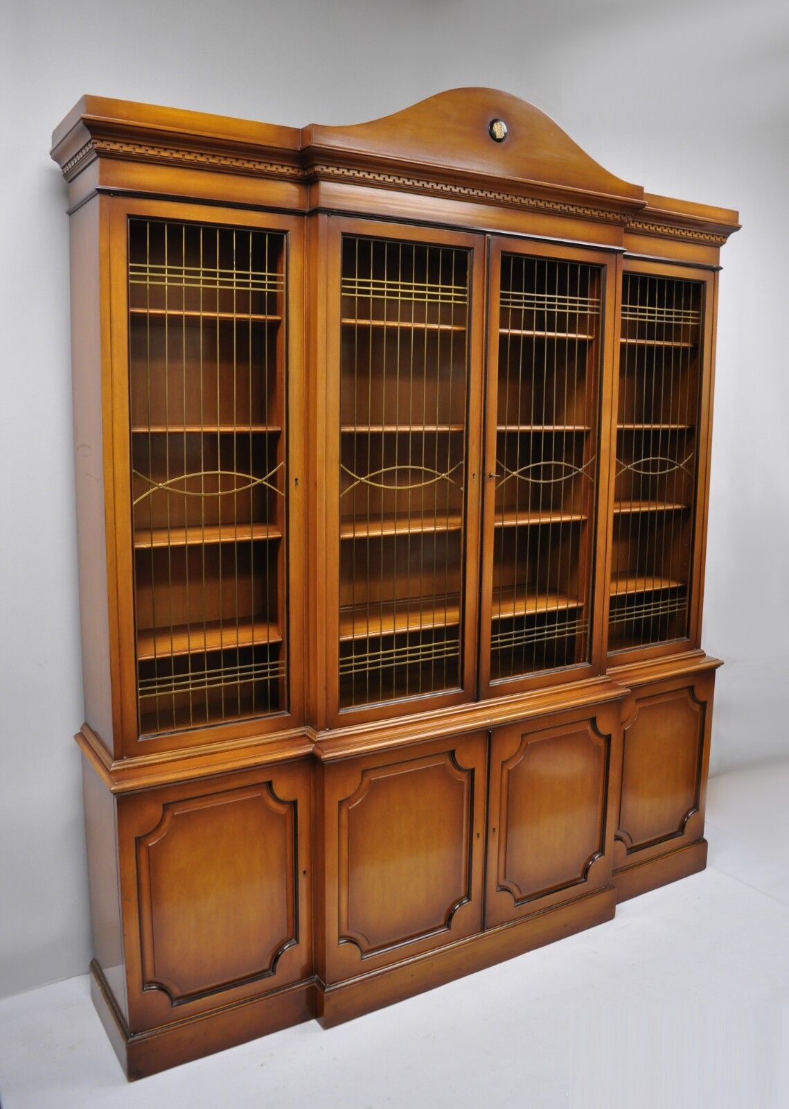 Maslow Freen French Empire Style Mahogany Breakfront Bookcase China Cabinet