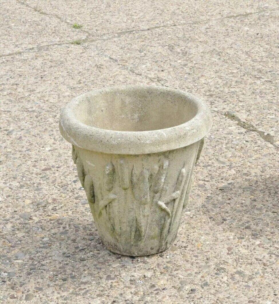 Vintage Nina Studio Concrete Cement Dragonfly Cattail Leaf Garden Planter Pot