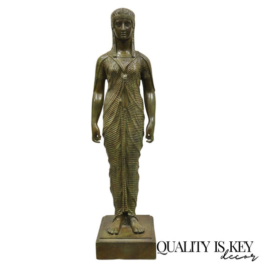 Antique French Neoclassical Egyptian Bronze Woman Figure Statue Sculpture