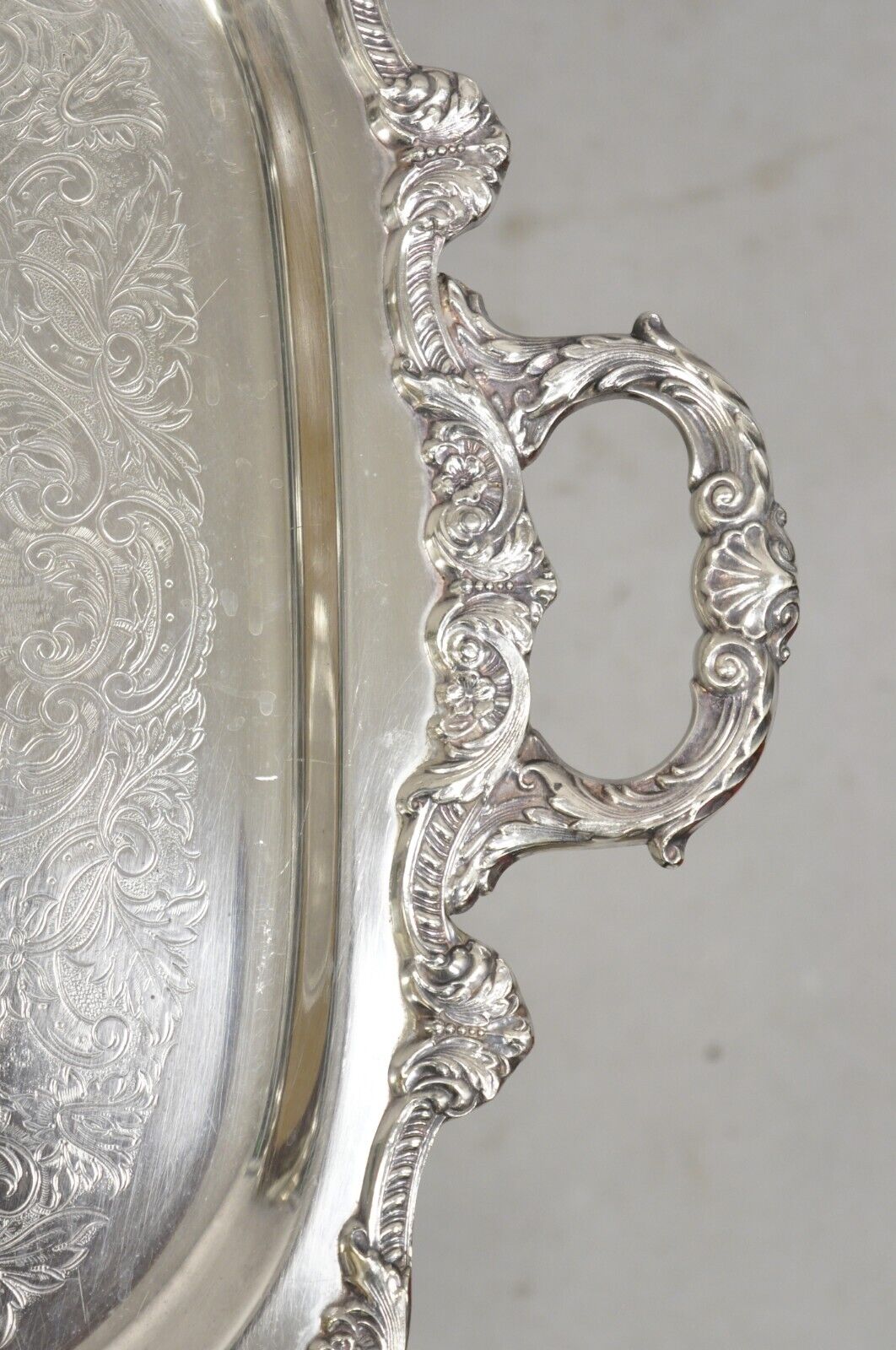 Vintage EPCA Old English by Poole 5032 Silver Plated Ornate Serving Platter Tray