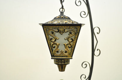 Vintage Italian Style Scrolling Metal Hanging Lantern Fruit Bowl Table Lamp