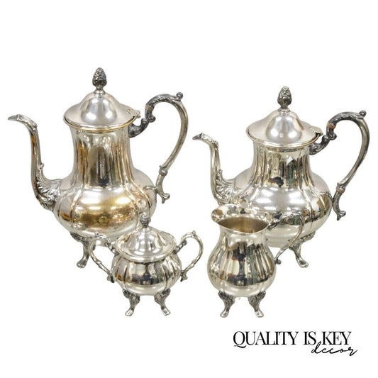 Antique English Victorian Silver Plated Coffee Tea Set - 4 Pc Set