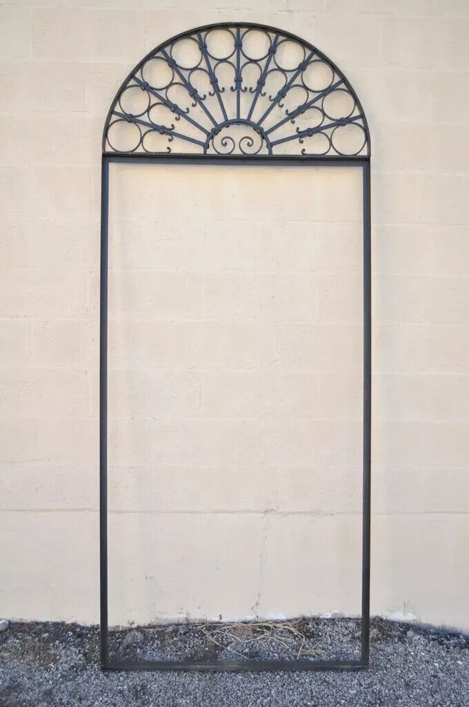 Vintage Wrought Iron Arch Top 8' Full Length Floor Mirror Frame Garden Element