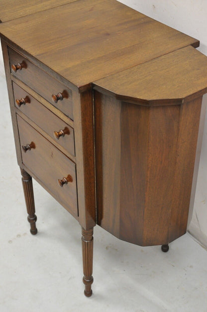 Vintage Martha Washington Colonial Mahogany Sewing Stand Side Table Cabinet