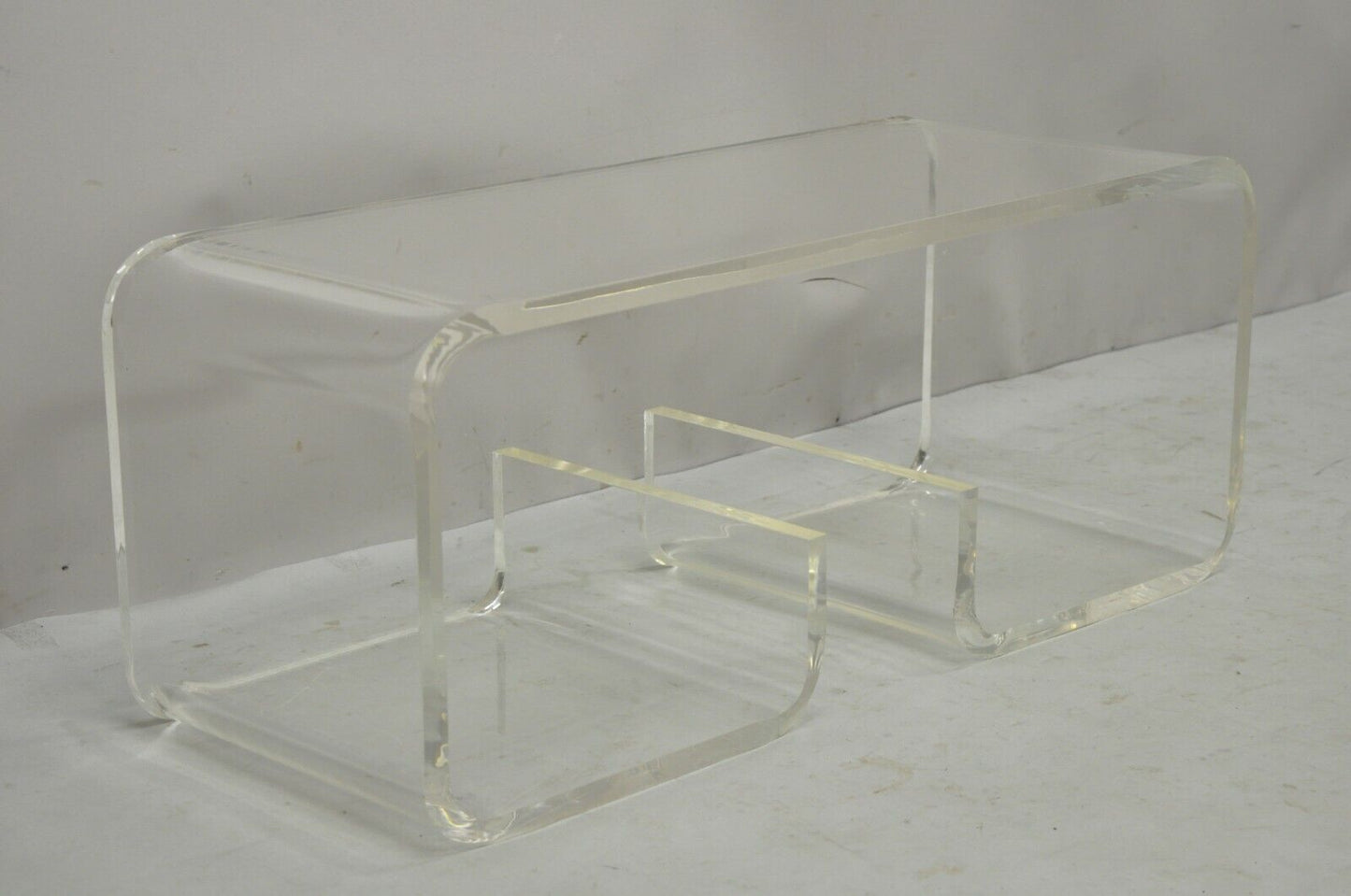 Vintage Mid Century Modern Clear Lucite Scroll Coffee Table Charles Hollis Jones