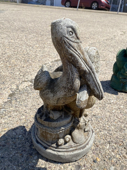 Vintage Cement Pelican Bird Loving Couple Beach Garden Statue Sculpture