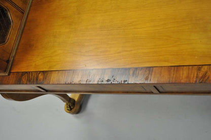 Vintage French Regency Rosewood Walnut Cartonnier Desk Table Bronze Paw Feet