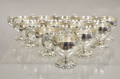 Webster Wilcox International Grapevine Silver Plated Punch Bowl Set - 14 Pcs