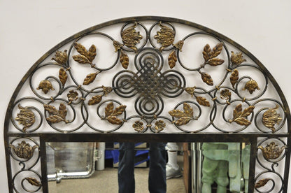 LaBarge Mediterranean Style Wrought Iron Flower Leaf Scroll Wall Mirror