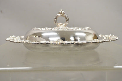 Vtg Victorian Style Grapevine & Grape Cluster Silver Plated Serving Platter Dish