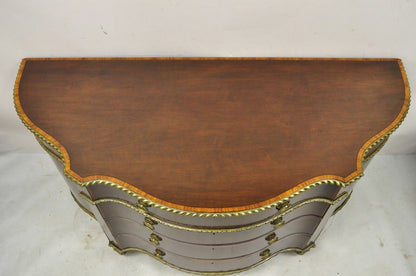 Antique French Louis XVI Style Mahogany Bow Front Bombe Demilune Commode Chest