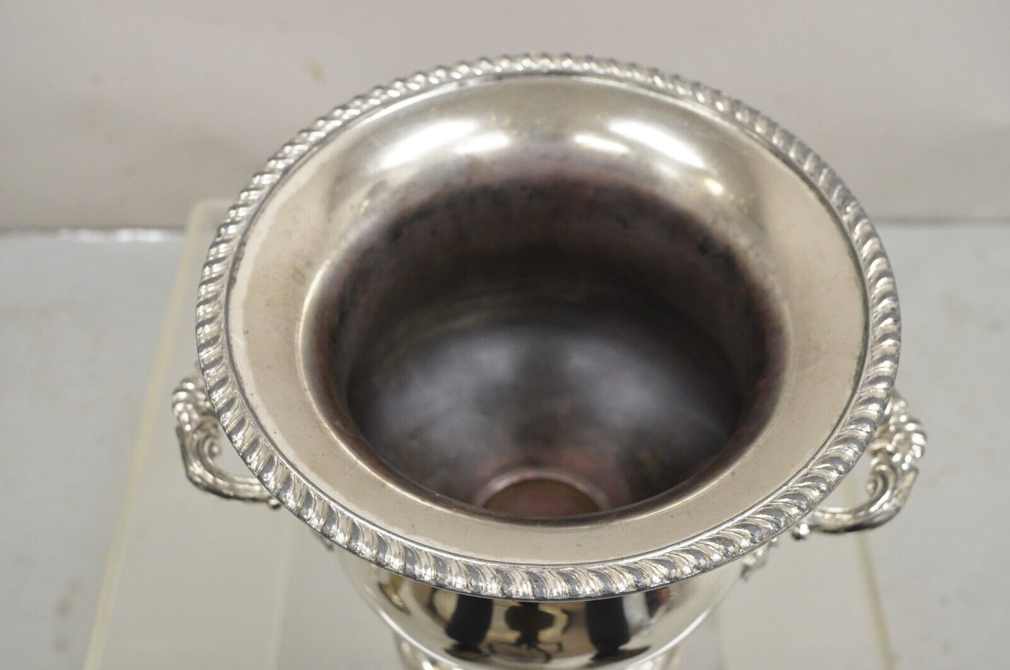 Vintage English Victorian Silver Plated Trophy Cup Champagne Chiller Ice Bucket