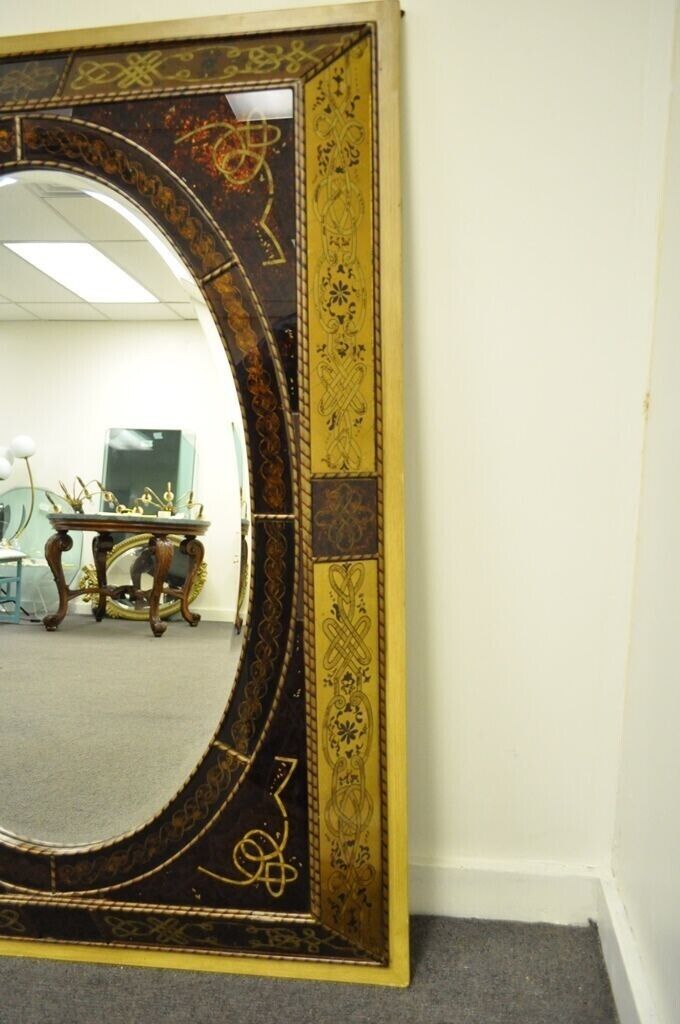 Decorator Italian Venetian Style Hollywood Regency Reverse Decorated Wall Mirror