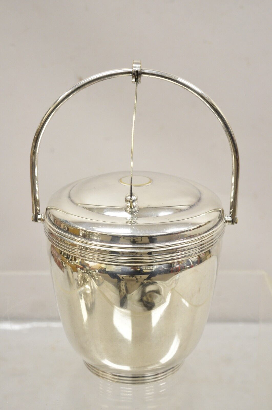 Vintage Sheffield Silver Co. Silver Plated Ice Bucket w/ Reticulated Hinge Lid