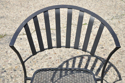 Modern Wrought Iron Barrel Back Sculptural Garden Patio Dining Chairs - Set of 4