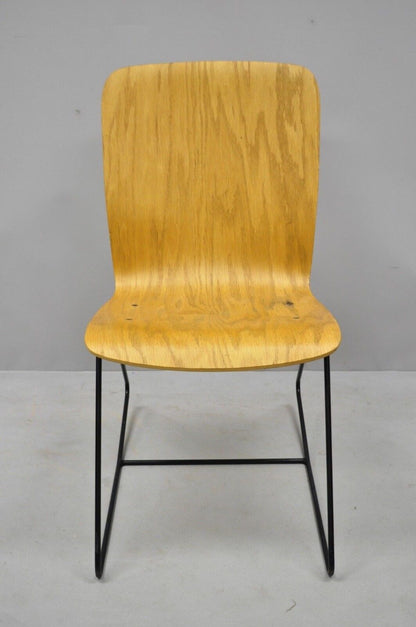 Vintage Mid Century Modern Bent Plywood Iron Base Tilt Back Side Chair