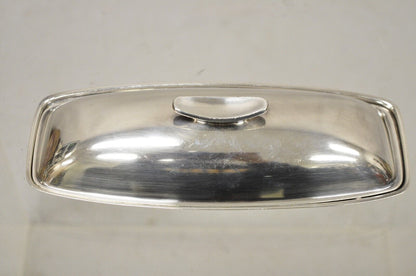 Vintage Gorham YC 775 Silver Plated Modern Butter Dish w/ Glass Liner