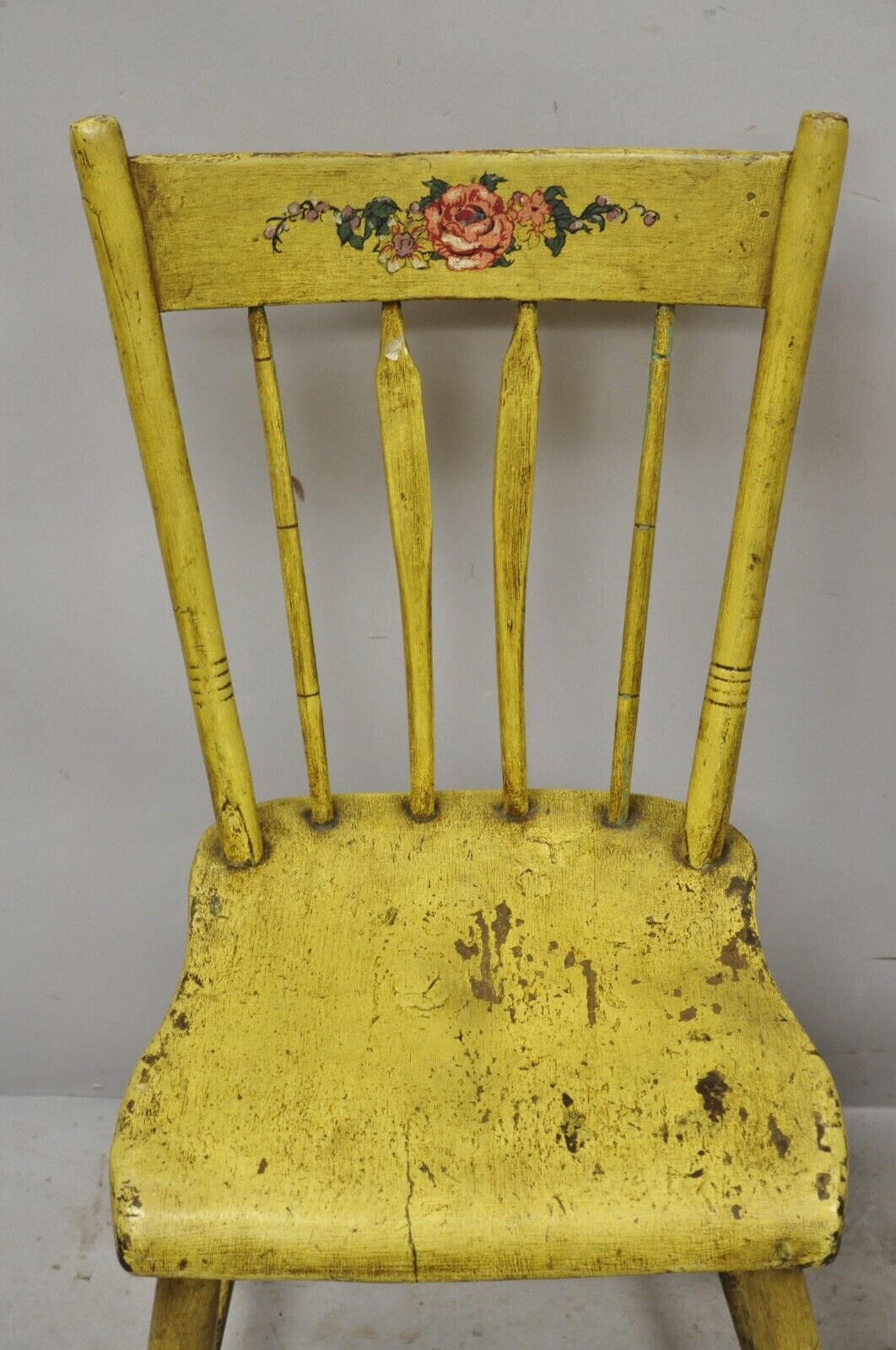 Frederick Loeser & Co Yellow Primitive Hitchcock Style Side Chairs - Pair (A)