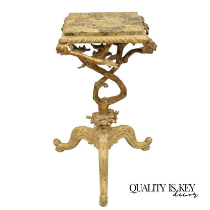 Maitland Smith Italian Grotto Style Branch and Bird Figural Pedestal Side Table