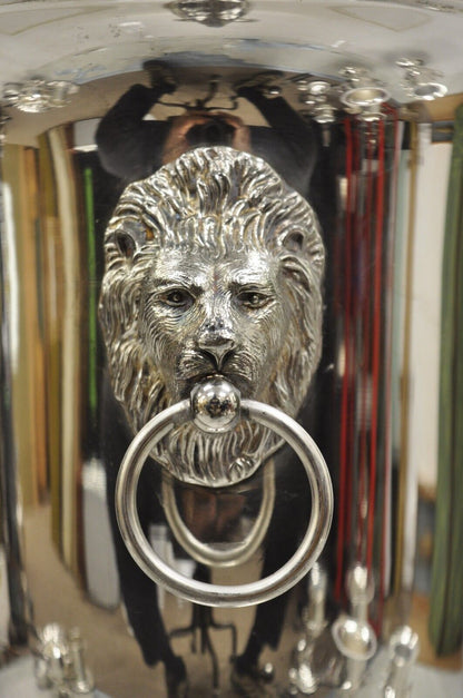 Vintage French Empire Silver Plated Champagne Chiller Ice Bucket w/ Lion Heads