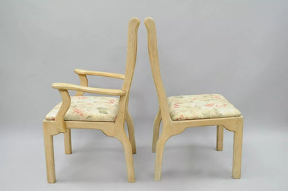 Vintage French Country Provincial Style Solid Wood Dining Room Chairs - Set of 6