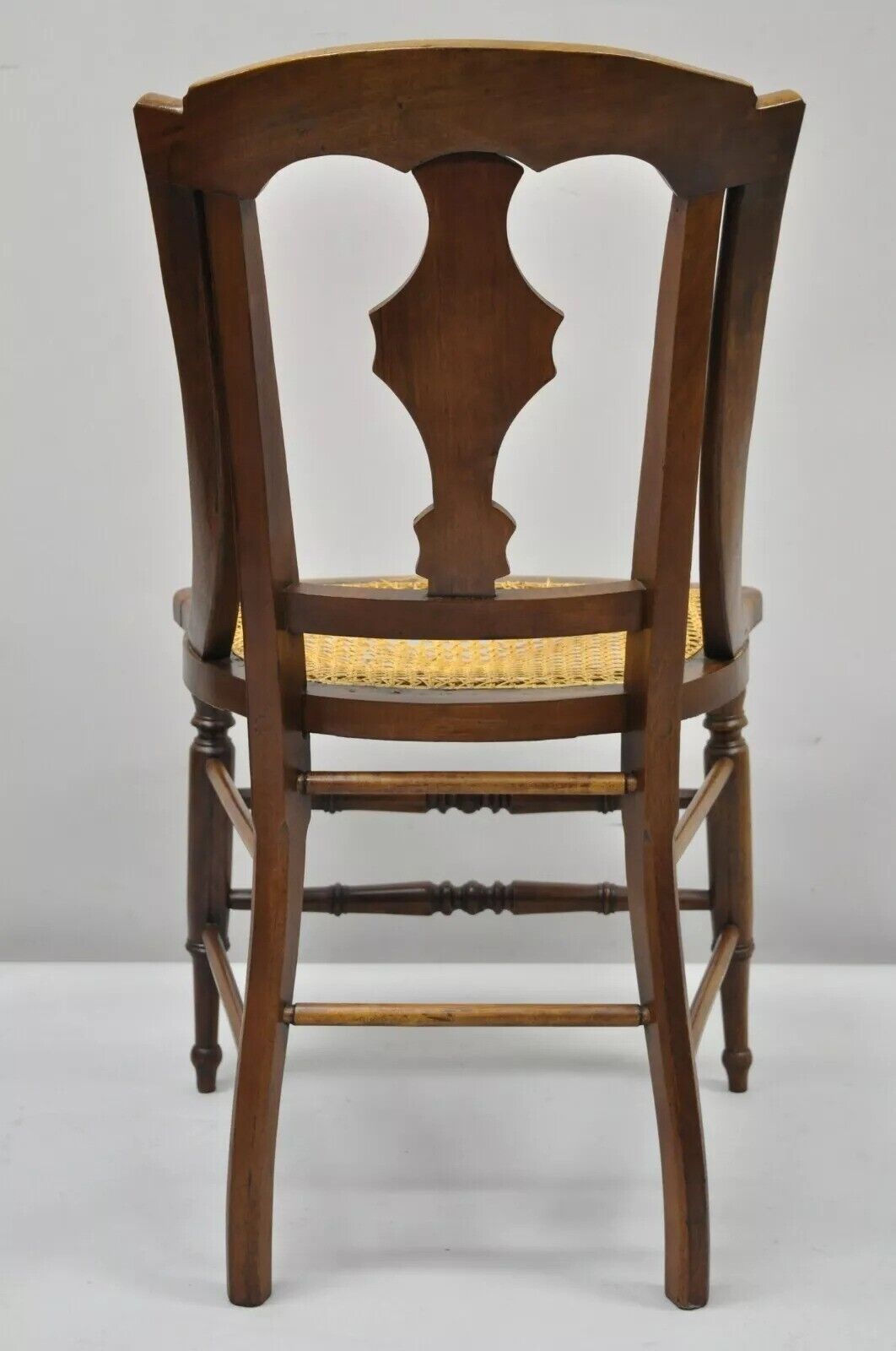 19th Century Antique Eastlake Victorian Carved Walnut Cane Dining Side Chair (B)