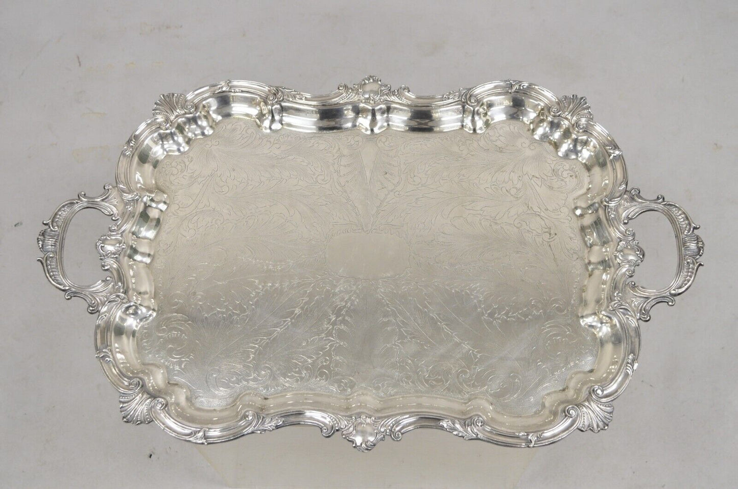 Vintage SBEP Victorian Baroque Style Silver Plated Serving Platter Tray