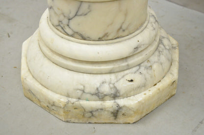 Antique Carved Marble Column Neoclassical Style 25" Regency Plant Stand Pedestal