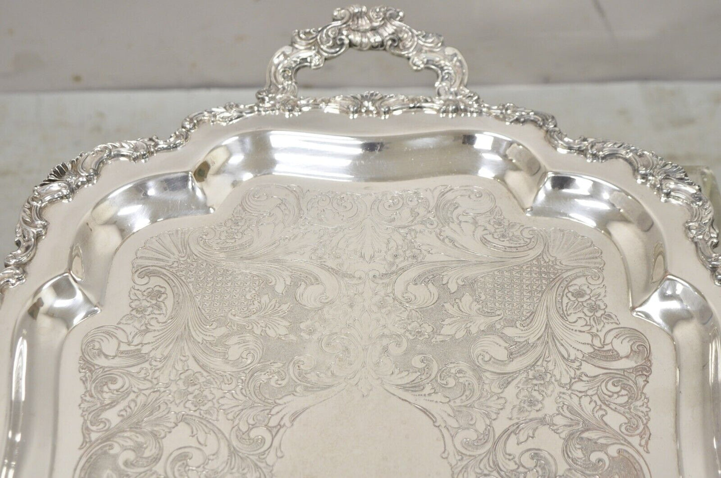 Community Ascot 0316-10 Silver Plated Ornate Twin Handle Serving Platter Tray