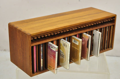 Vintage Kalmar Teak Wood Mid Century Modern 30 Slot CD Rack Holder Organizer (A)