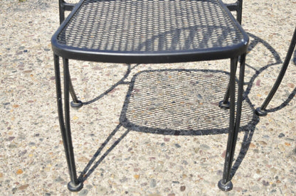 Modern Wrought Iron Barrel Back Sculptural Garden Patio Dining Chairs - Set of 4