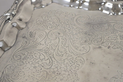 Vintage Sheridan Victorian Ornate Large Silver Plated Serving Platter Tray