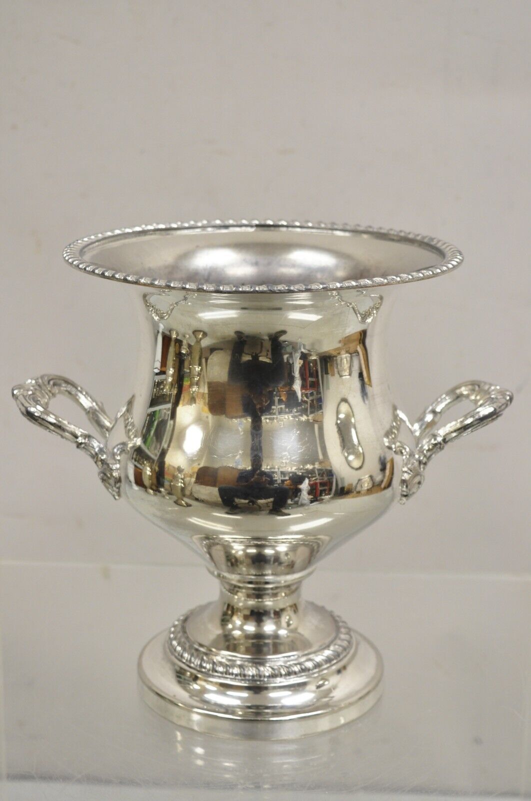 Vintage English Victorian Silver Plated Trophy Cup Champagne Chiller Ice Bucket