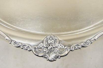 Vintage Miyata English Victorian Silver Plated Oval Floral Repousse Platter Tray