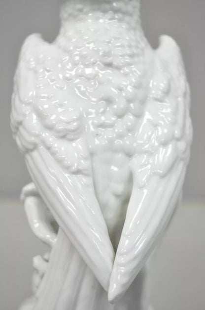 White Porcelain 11" Parrot Figure Statue 5 Point Crown N Capodimonte or German