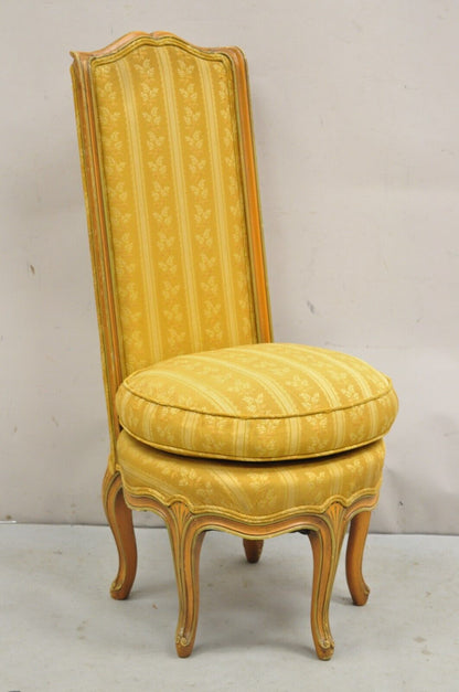 French Louis XV Provincial Style Five Leg Peach Painted Boudoir Slipper Chair