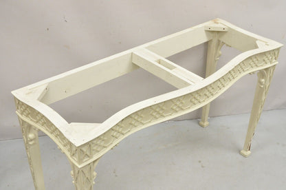 George III Chippendale Style Serpentine Fretwork White Console Hall Table Base